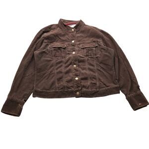 Tommy Hilfiger Jeans Brown Corduroy Trucker Jacket Womens XL Brown